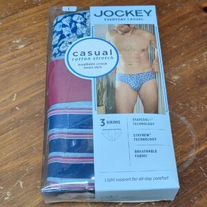 Jockey Everyday Casual Cotton Stretch Bikini 3-Pack -- Size Large (36"-38")